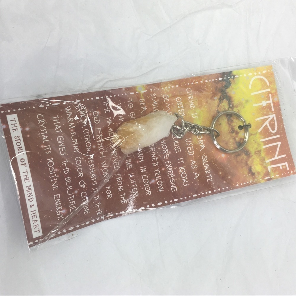 New Free people citrine quartz natural stone keychain fob love happiness